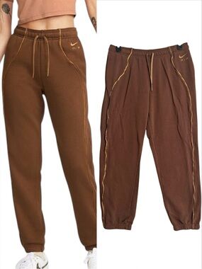 Nike Sportswear Air Fleece Mid-Rise Joggers Brown Women’s Large Pants Sweatpants